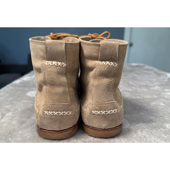 N.D.C. Made by Hand Tan Suede Lace Up Boots Shearling Lined Womens Size 9 EU 40 - Picture 5 of 9